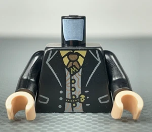 Lego Minifigur schwarz Torso Jacke Weste hellbraun Shirt Kupfer Krawatte Buchstabe "M" Totenkopf - Bild 1 von 8