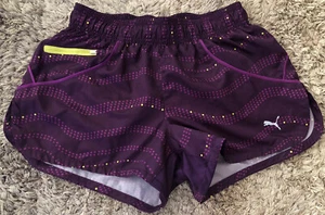 J182 New Womens Puma Cool Cell Running Training Gym Shorts Purple Size M / 12 - Picture 1 of 13