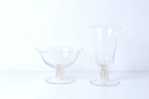 Coppia vasi in vetro soffiato Murano per Lancel Paris inserti oro zecchino - Picture 1 of 12