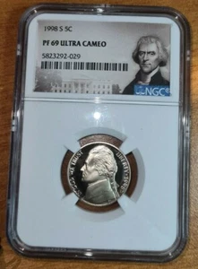 1998 S JEFFERSON NICKEL 5C NGC PF 69 ULTRA CAMEO US United States Coin - Picture 1 of 3