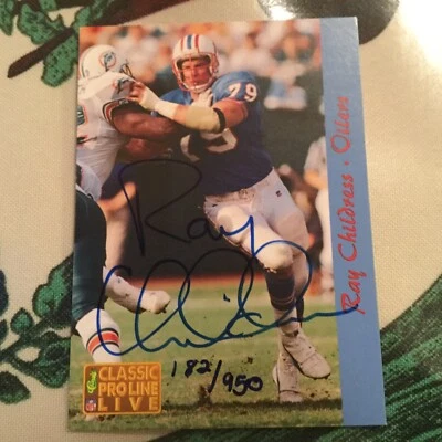 Tarjeta de fútbol americano clásica Ray Childress 1993 autografiada engrasadores 182/950 Foto 1 de 2