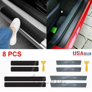 8 PCS Door Sill Stickers Auto Accessories Carbon Fiber Stickers Car Scuff Plate - Picture 1 of 7