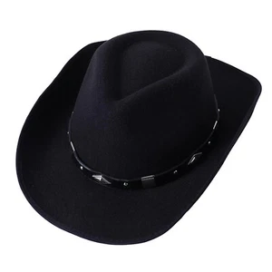 Western Cowboy Hat male female accessory blk felt theatrical stage costume party - Picture 1 of 19
