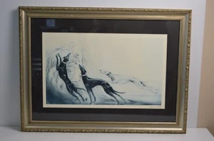 Impresión litográfica vintage Louis Icart Coursing II perros art déco franceses enmarcados - Imagen 1 de 22