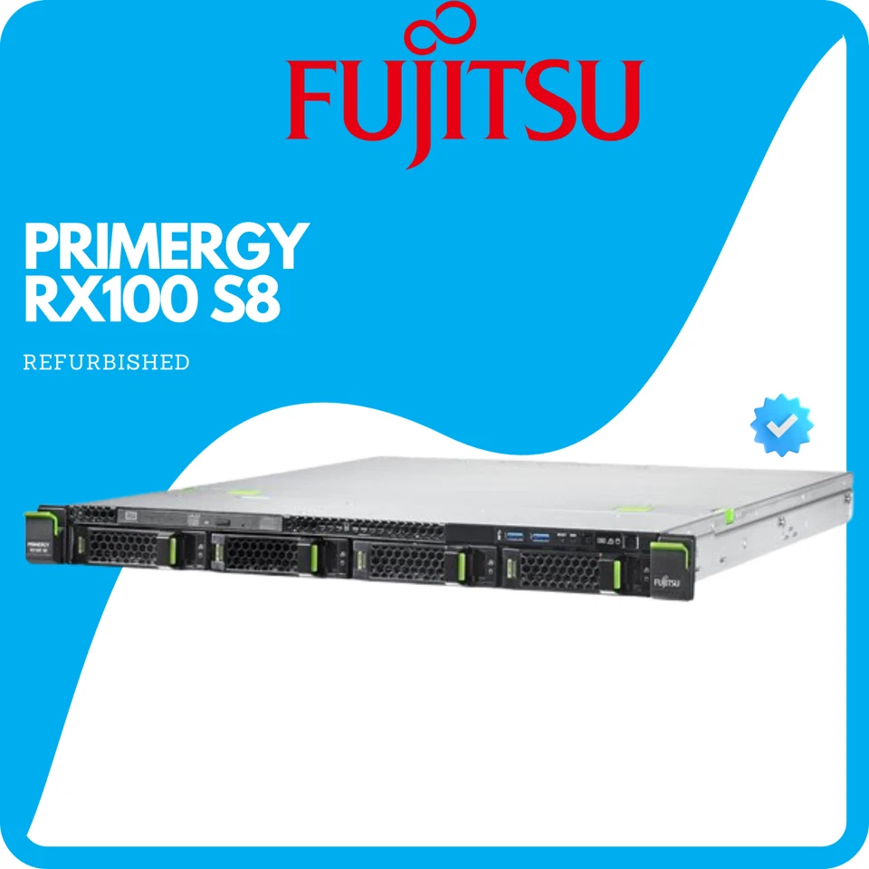 FUJITSU PRIMERGY RX100 S8 - PR100A Network Server Rack  Xeon CPU - 16GB RAM - Image 1 of 4