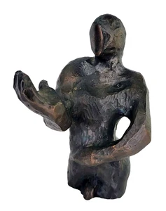 Brutalist Abstract Nude Male Bronze Sculpture Mid Century Modern Modernist Art - Picture 1 of 10