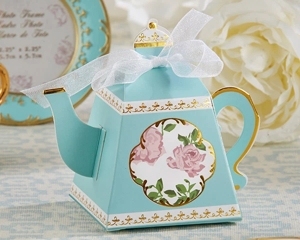 Tetera caprichosa para la hora del té en forma de boda novia ducha cajas de regalos paquete de 24 Foto 1 de 2