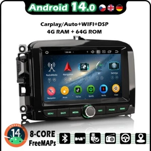 64GB 8-Kern Android 14 Autoradio GPS Navi für Fiat 500L DAB+ CarPlay Canbus IPS - Bild 1 von 16