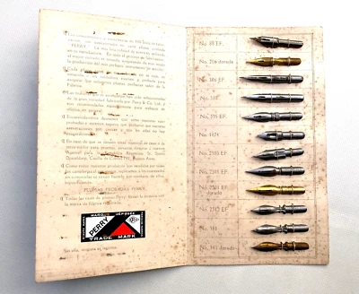 Antik Perry Dip Stift Schreibfedern Display, NOS, England (CM1329) - Bild 1 von 4