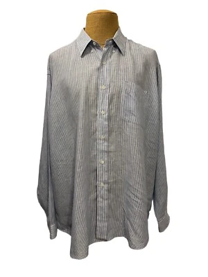 Ralph Lauren Long Sleeve Dress Shirt Blue White Striped BLAKE Linen Size 2XL - Image 1 of 4