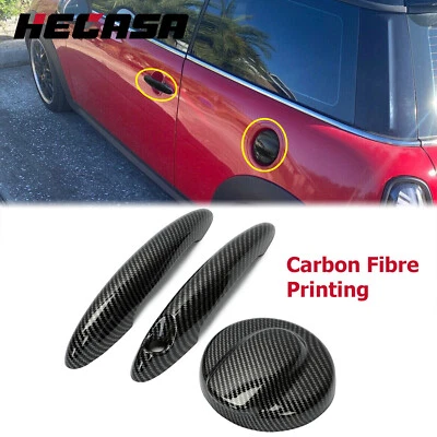 HECASA CARBON Effect Gas Tank Cap & Door Handle Covers for MINI R55 R56 Cooper S Foto 1 de 4