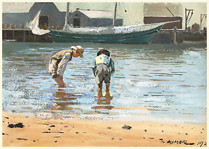 Winslow Homer Watercolor Reproductions: Boys Wading: Fine Art Print