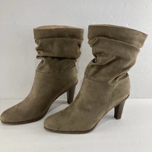 JF Bailee Taupe Faux Suede High Heeled Boots Women’s Size 10 NWOB Pull On Party - Picture 1 of 11