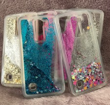 For LG Treasure Tracfone - HARD + TPU RUBBER Glitter Liquid Waterfall Case Cover