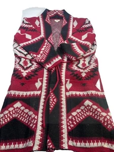 BIBI Boutique Womens L Aztec Tribal Western Knit Cardigan Sweater Duster Coat - Picture 1 of 15
