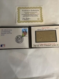 1993 Reggie Jackson Yankees 23K PURE YELLOW GOLD HOF STAMP - Picture 1 of 9