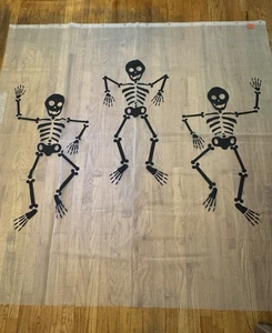 Vinyl Halloween Tanzen Skelett Duschvorhang Schwarz Weiß 72" Gothic - Bild 1 von 7