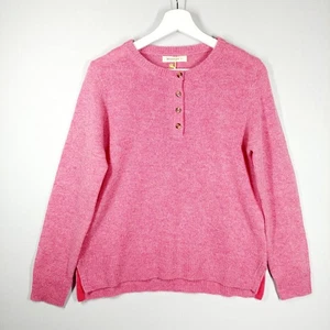 Woolovers Henley Jumper Size M Pink Marl Soft Touch 100% Lambswool Long Sleeve - Picture 1 of 13