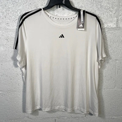 Adidas Plus Size Aeroready Train Essentials 3-Stripes T-Shirt white black  3X - Image 1 of 4