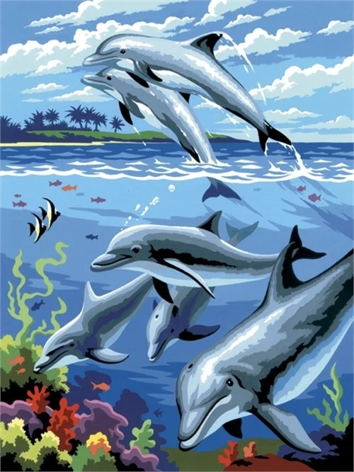 Kit de pintura pequeña Royal & Langnickel(R) por número 8,75"X11,75" - Delfines Foto 1 de 1