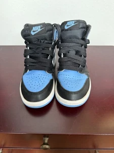 Nike Air Jordan 1 High Toe Blue Black White FD1412-400 Kids Size 11C - Picture 1 of 7
