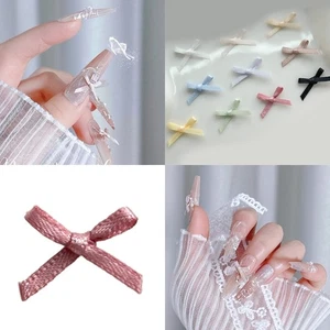 10Pcs Colorful Bowknot Nail Accessories Acrylic Nails DIY Manicure Tips - Picture 1 of 11
