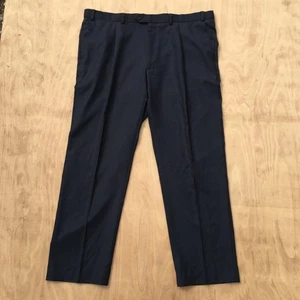 M&S Collezione Angelico Mens Navy Blue Check Trousers W40 L31 Italian Fabric - Picture 1 of 14