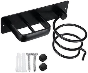 Wall Mounted Hair Dryer Bracket for Bathroom Black - Picture 1 of 5
