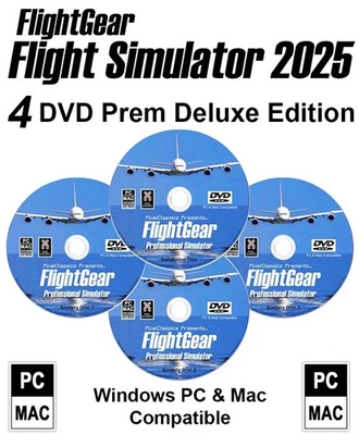 Pro Flight Simulator FlightGear 2025 DELUXE Edition Sim for Windows 11 10 PC DVD - Image 1 of 4