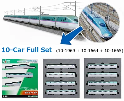 KATO N‑Gauge E5 Series Shinkansen Hayabusa Japanese Model Train 10‑Car Full Set - Image 1 of 4