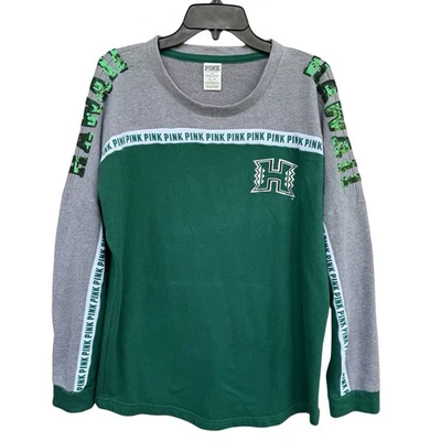 Camisa Victoria's Secret Rosa Universidad de Hawaii Guerreros Talla M Lentejuelas Bling Foto 1 de 4