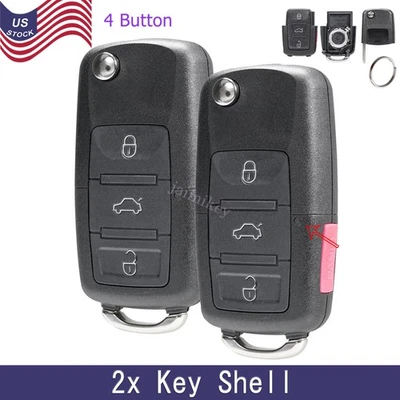 2 Carcasa de llave de coche a distancia para Volkswagen Beetle Passat 1999 2000 2001 2002 4 botones Foto 1 de 4