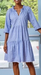 Sara Campbell Chantel Organic Cotton Dress French Blue Floral Size M Summer 2024 - Picture 1 of 6