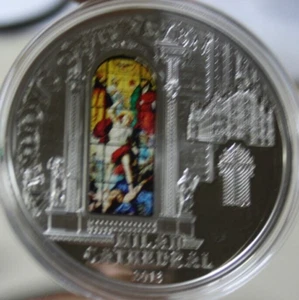 Islas Cook 10 dólares 2013 plata 50 gr. F6346 Windows of Heaven catedral de Milán - Imagen 1 de 13