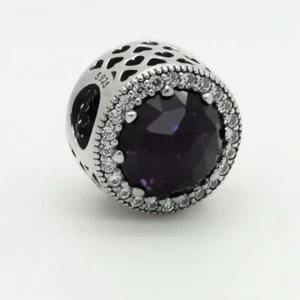 Original Pandora Violetter Strahlenkranz der Herzen Charm Silber 791725NRP Neu - Bild 1 von 1