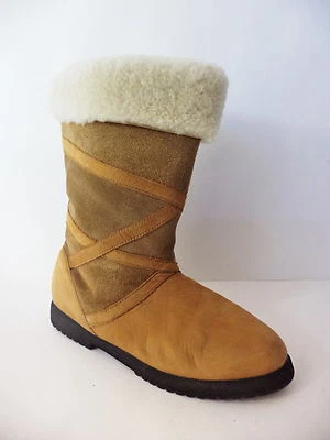 BASS TIG4 2 TONE BROWN SUEDE LEATHER PULL ON MID CALF WINTER BOOT WOMENS 9.5M - Image 1 of 4