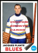 Custom made Topps-style 1969-70 St. Louis Blues Jacques Plante hockey card w