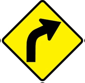 12" Right Curve Hi-Intensity Aluminum snowmobile, ATV TRAIL SIGN 20YR WRTY - Imagen 1 de 2