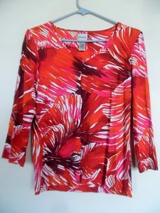 CHICO'S MEHRFARBIGES VISKOSE 3/4-ÄRMEL OBERTEIL SHIRT ~ GR. 0 - Bild 1 von 3