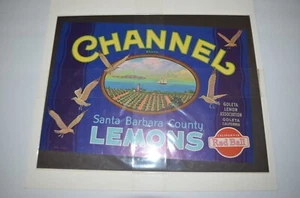 Channel Brand Crate Label Santa Barbara County Lemons California Red Ball - Picture 1 of 5