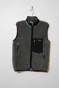 Vtg Patagonia Classic Retro-X Deep Pile Sherpa Fleece Vest Kid’s 14 Gray FA00 - Picture 1 of 10