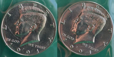 1991 P and D Kennedy Half Dollar Coin from US Mint Set 2 BU Cello Fifty Cent UNC Cover