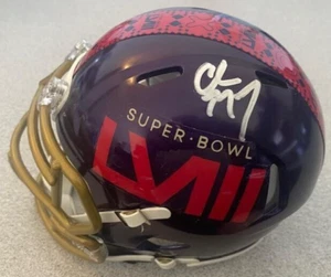CHRISTIAN MCCAFFREY FIRMATO AUTO SUPER BOWL MINI CASCO BECKETT SF 49ERS #BN03421 - Foto 1 di 4