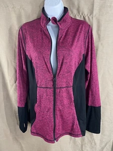 Lane Bryant LIVI Zip Up Track Jacket Pink Black 14/16 90% Polyester 10% Spandex - Picture 1 of 19
