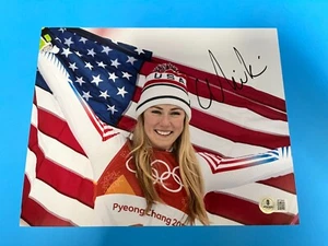 FOTO 8x10 firmada por los Juegos Olímpicos de Esquí Mikaela Shiffrin Beckett BAS - Imagen 1 de 3