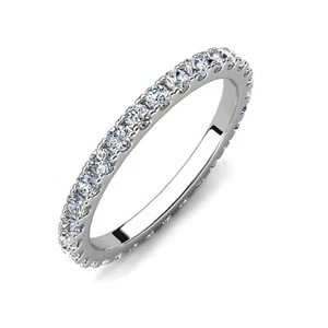 D/VVS 1.00 Ct Lab Grown Diamond Micro Pave Full Eternity Wedding Stackable Ring - Picture 1 of 11