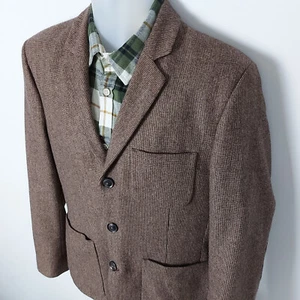 Aubin & Wills Tweed Blazer Mens Medium Brown 100% Lambswool Country Sport Jacket - Picture 1 of 13