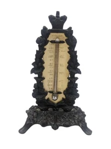 Victorian Desk Thermometer 19th Vintage G. Staight Cast Painted Brass Body - Picture 1 of 8