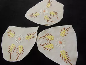 Trio broderies ancienne bouquet champêtre marguerite création couture T3-24 - Imagen 1 de 4