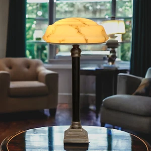Art Deco Schreibtischleuchte "NORMANDIE" Messinglampe Tischlampe Unikat 74cm - Bild 1 von 13